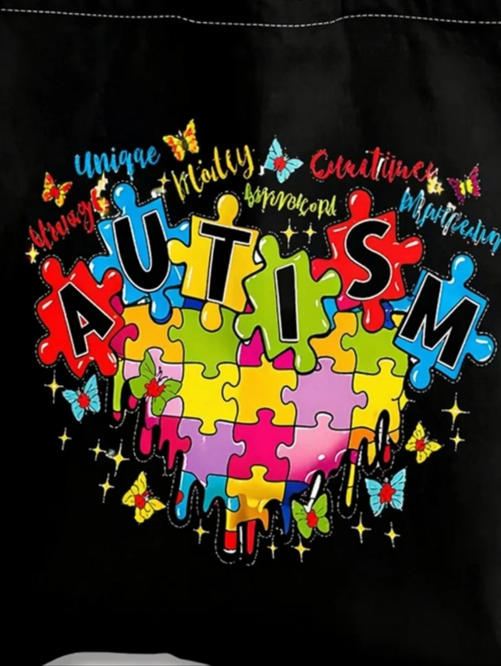 Autism Awareness Puzzle Heart Tote Bag Colorful Shoulder Bag NEW - Picture 3 of 3